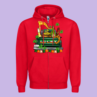 Lucky Truck With Flags And Beers Zipper Hoodie Designed By Adodesignshop