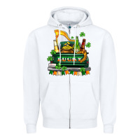 White lucky truck with flags and beers Zipper Hoodie - AdoDesignShop