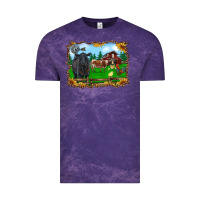 Cloud Purple western barnyard black angus cattle longhorn rooster and chicks Vintage Tee - RanaPortraitStore