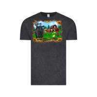 Vintage Black western barnyard black angus cattle longhorn rooster and chicks Vintage Tee - RanaPortraitStore