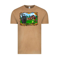 Vintage Camel western barnyard black angus cattle longhorn rooster and chicks Vintage Tee - RanaPortraitStore