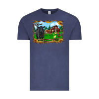 Vintage Denim western barnyard black angus cattle longhorn rooster and chicks Vintage Tee - RanaPortraitStore