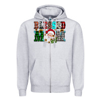 Heather Grey blessed mom christmas Zipper Hoodie - JahusDesignShop
