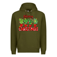 Army Green Merry Christmas Cactuses Premium Hoodie - MaliasSmallBusiness