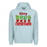 Blue Mist Merry Christmas Cactuses Premium Hoodie - MaliasSmallBusiness