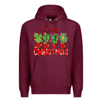 Burgundy Merry Christmas Cactuses Premium Hoodie - MaliasSmallBusiness