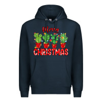 Navy Merry Christmas Cactuses Premium Hoodie - MaliasSmallBusiness