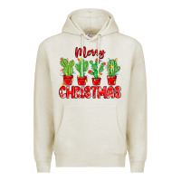 Oatmeal Heather Merry Christmas Cactuses Premium Hoodie - MaliasSmallBusiness