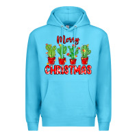 Ocean Blue Merry Christmas Cactuses Premium Hoodie - MaliasSmallBusiness