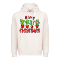 Pale Pink Merry Christmas Cactuses Premium Hoodie - MaliasSmallBusiness