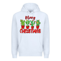 White Merry Christmas Cactuses Premium Hoodie - MaliasSmallBusiness