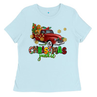 Baby Blue christmas junkie Ladies Tee - AdoDesignShop