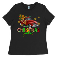 Black christmas junkie Ladies Tee - AdoDesignShop