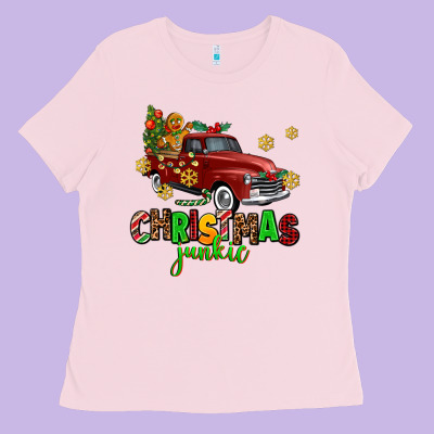 Christmas Junkie Ladies Tee Designed By Adodesignshop
