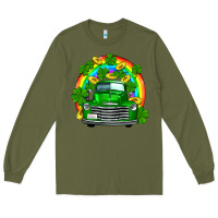 Army Green st patricks shamrock gold rainbow truck Long Sleeve Tee - FaDigitalArtStudio