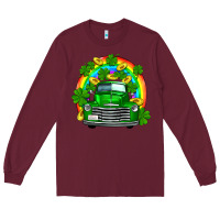 Burgundy st patricks shamrock gold rainbow truck Long Sleeve Tee - FaDigitalArtStudio