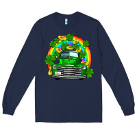 Navy st patricks shamrock gold rainbow truck Long Sleeve Tee - FaDigitalArtStudio