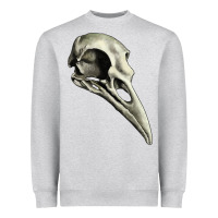 Heather Grey Raven Skull Heavyweight Sweatshirt - RanaPortraitStore