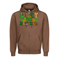 Chestnut lucky and blessed with coins and shamrocks Zipper Hoodie - AdoDesignShop
