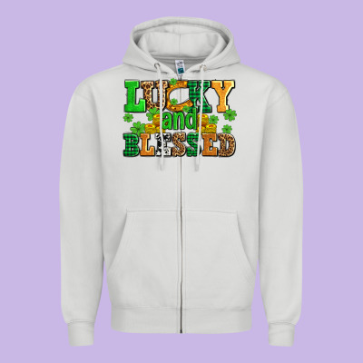 Lucky And Blessed With Coins And Shamrocks Zipper Hoodie Designed By Adodesignshop