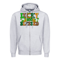 Heather Grey lucky and blessed with coins and shamrocks Zipper Hoodie - AdoDesignShop