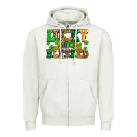 Oatmeal Heather lucky and blessed with coins and shamrocks Zipper Hoodie - AdoDesignShop