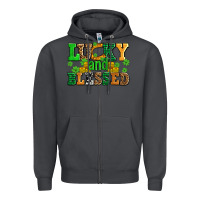 Smoke lucky and blessed with coins and shamrocks Zipper Hoodie - AdoDesignShop
