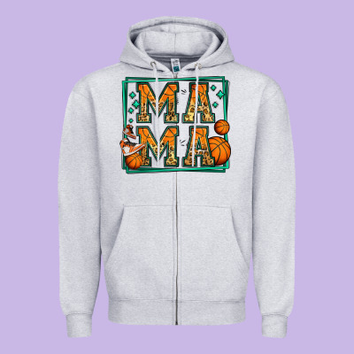 Basketball Mama Zipper Hoodie Designed By Jasminsmagicworld