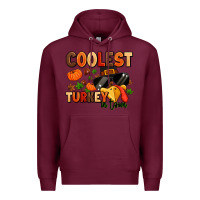 Burgundy coolest turkey in town Premium Hoodie - MaliasSmallBusiness