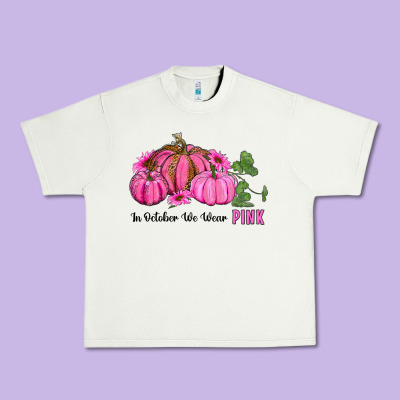 In October We Wear Pink Pumpkin And Sunflowers Urban Heavy Tee Designed By Ranaportraitstore