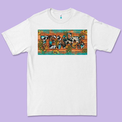 Texas Sunflower Cactus Cowhide Leopard Licence Plate Premium Tee Designed By Artiststas