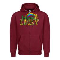 Burgundy feeling lucky with coins Zipper Hoodie - AdoDesignShop