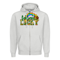 Dove Grey feeling lucky with coins Zipper Hoodie - AdoDesignShop