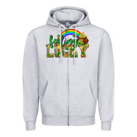 Heather Grey feeling lucky with coins Zipper Hoodie - AdoDesignShop