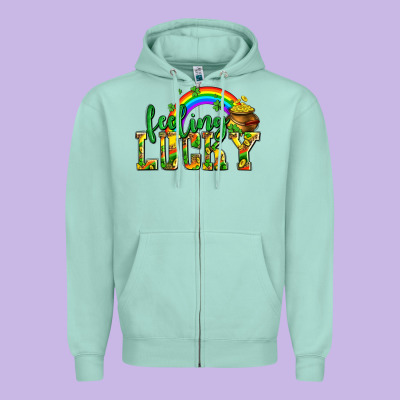 Feeling Lucky With Coins Zipper Hoodie Designed By Adodesignshop