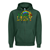 Sports Green feeling lucky with coins Zipper Hoodie - AdoDesignShop