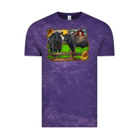Cloud Purple black angus cattle and bull in barnyard Vintage Tee - RanaPortraitStore