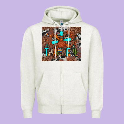 Thankful Turkey Png Zipper Hoodie Designed By Jahusdesignshop