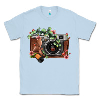 Dusty Blue floral eucalyptus film roll vintage camera Classic Tee - FaDigitalArtStudio