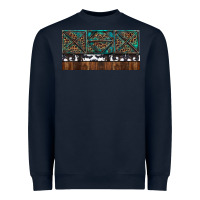 Navy Rusty Sunflowers with Cowhide and Turquoise Heavyweight Sweatshirt - RanaPortraitStore