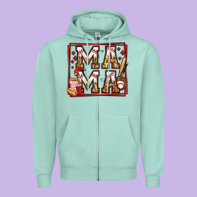 Baseball Mama Zipper Hoodie Designed By Jasminsmagicworld