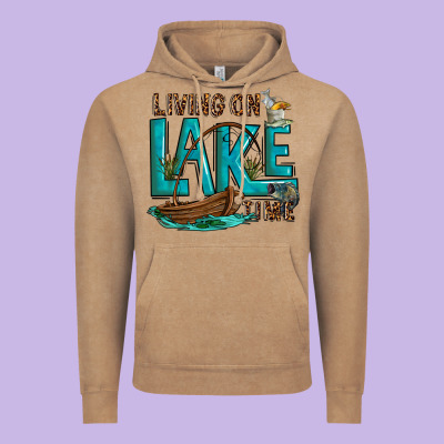 Living On Lake Time Vintage Hoodie Designed By Texasbilliewilder