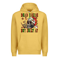 Antique Gold Dead inside but jolly af Premium Hoodie - NancyCooperArtShop
