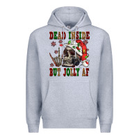 Heather Grey Dead inside but jolly af Premium Hoodie - NancyCooperArtShop