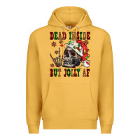 Mustard Dead inside but jolly af Premium Hoodie - NancyCooperArtShop
