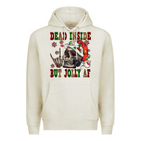 Oatmeal Heather Dead inside but jolly af Premium Hoodie - NancyCooperArtShop