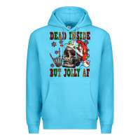 Ocean Blue Dead inside but jolly af Premium Hoodie - NancyCooperArtShop