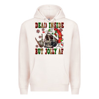 Pale Pink Dead inside but jolly af Premium Hoodie - NancyCooperArtShop
