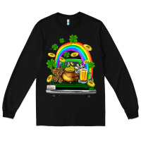 Black st patricks shamrock gold beer truck Long Sleeve Tee - FaDigitalArtStudio