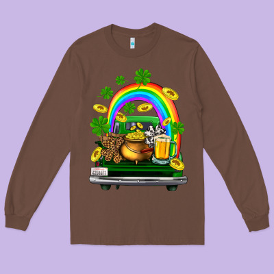 St Patricks Shamrock Gold Beer Truck Long Sleeve Tee Designed By Fadigitalartstudio